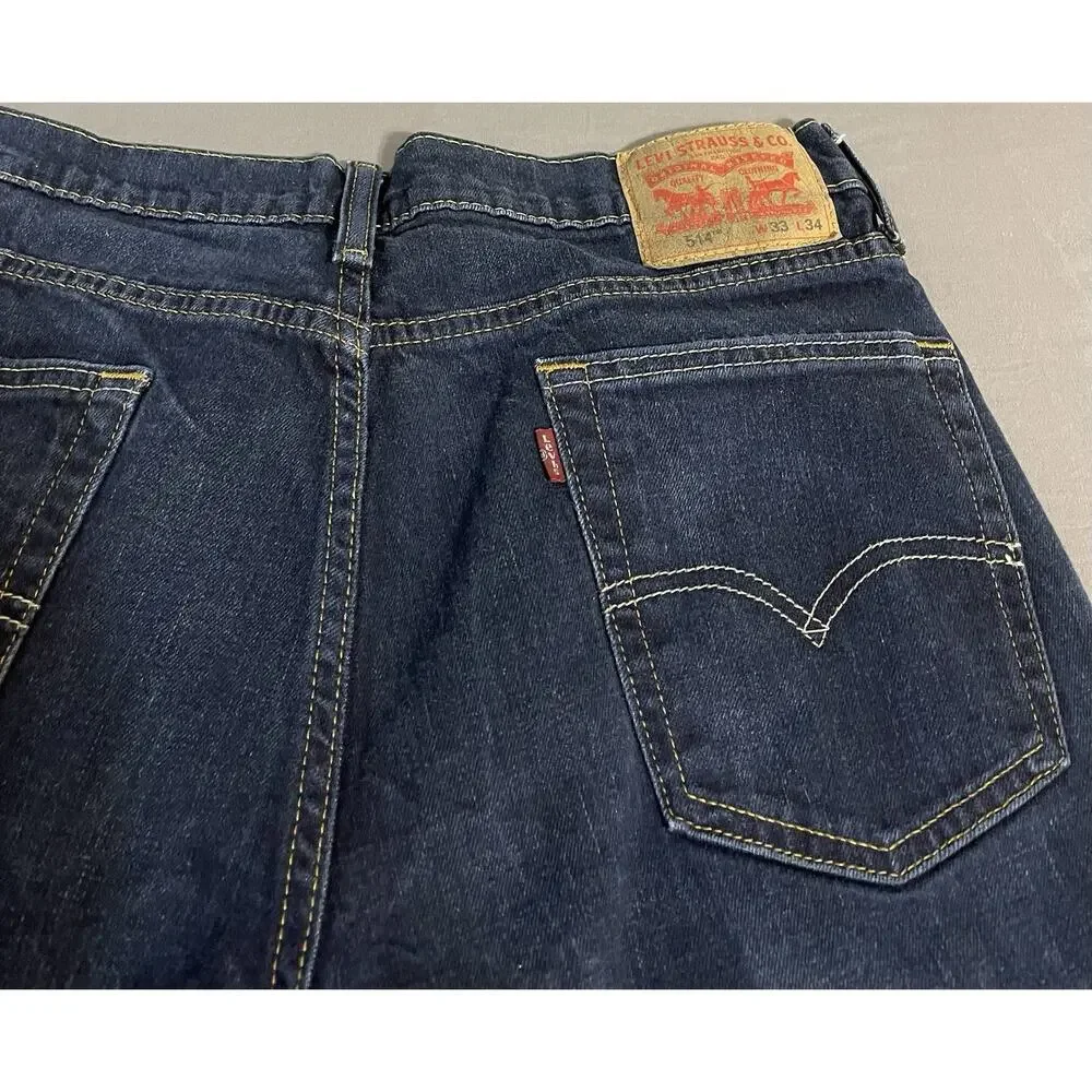 Levi’s 514 Straight Jeans W33 L34 Dark Wash Excellent Condition